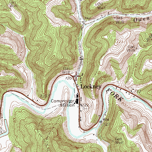 Topographic Map of Lockney, WV