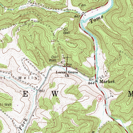 Topographic Map of Locust Grove United Methodist Church, WV