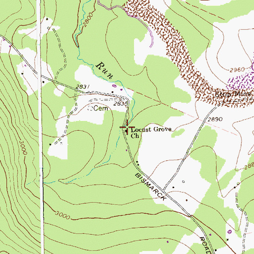 Topographic Map of Locust Grove Church, WV