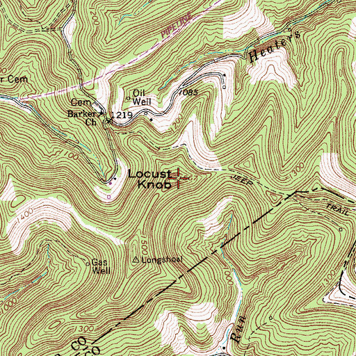 Topographic Map of Locust Knob, WV