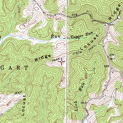 Topographic Map of Locust Ridge, WV