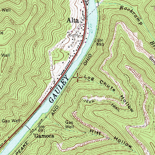 Topographic Map of Log Chute Hollow, WV