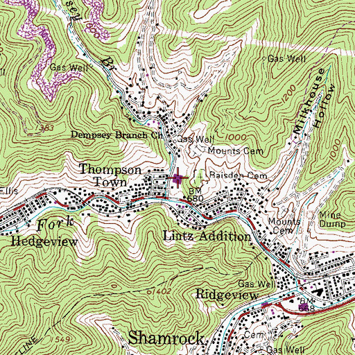Topographic Map of Southern Mountain Center - Marshall University, WV