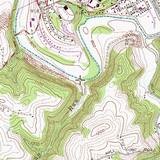 Topographic Map of Logan Run, WV