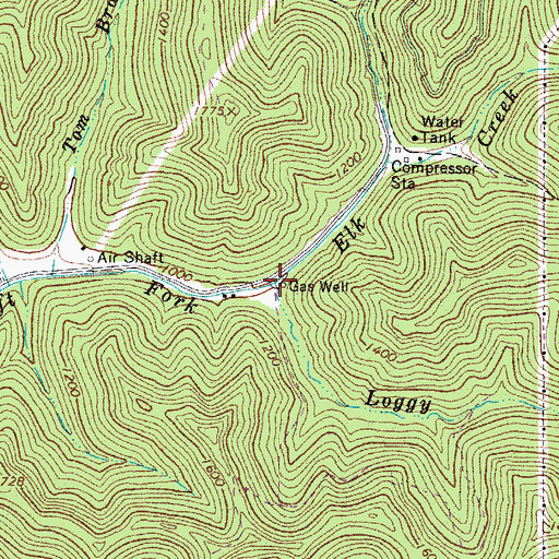 Topographic Map of Loggy Branch, WV