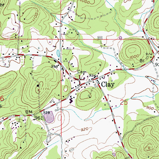 Topographic Map of Clay Methodist Church, AL