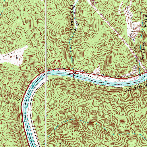 Topographic Map of Logshoal Run, WV