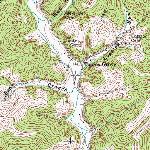 Topographic Map of Logston Run, WV