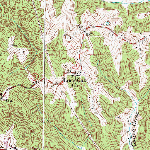 Topographic Map of Lone Oak Church, WV