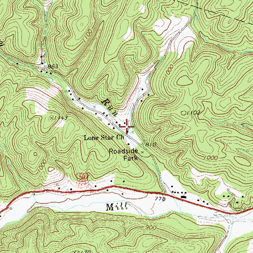 Topographic Map of Lone Star Church, WV