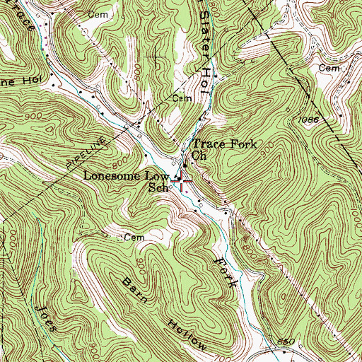 Topographic Map of Lonesome Low School (historical), WV