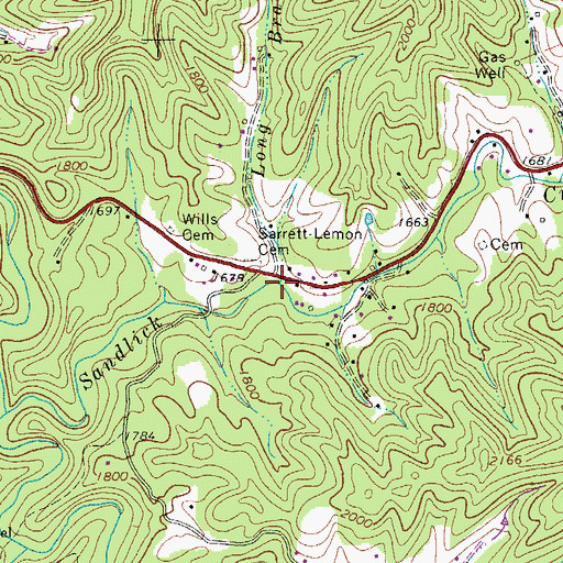 Topographic Map of Long Branch, WV
