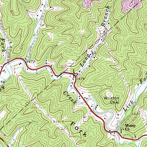 Topographic Map of Long Branch, WV