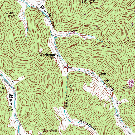 Topographic Map of Long Branch, WV