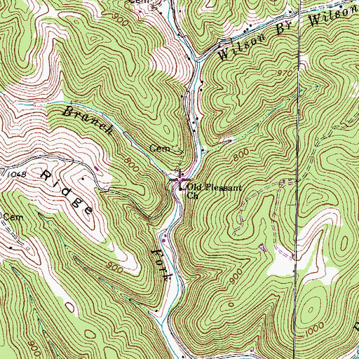 Topographic Map of Long Branch, WV
