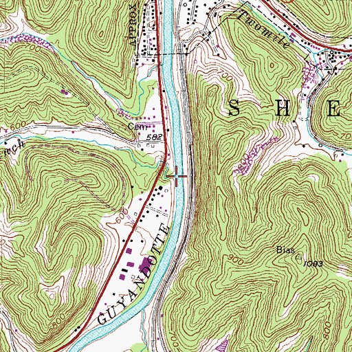 Topographic Map of Long Branch, WV