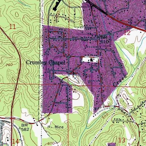 Topographic Map of Crumley Chapel United Methodist Church, AL