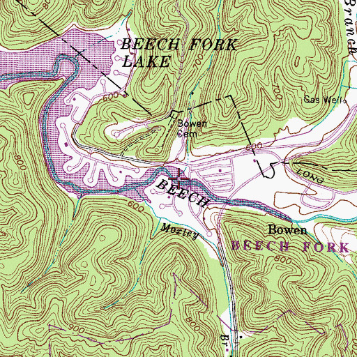 Topographic Map of Long Branch, WV