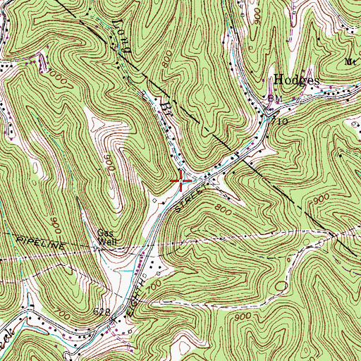 Topographic Map of Long Branch, WV