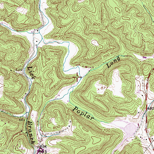 Topographic Map of Long Branch, WV