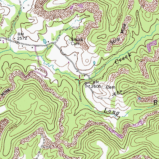 Topographic Map of Long Branch, WV