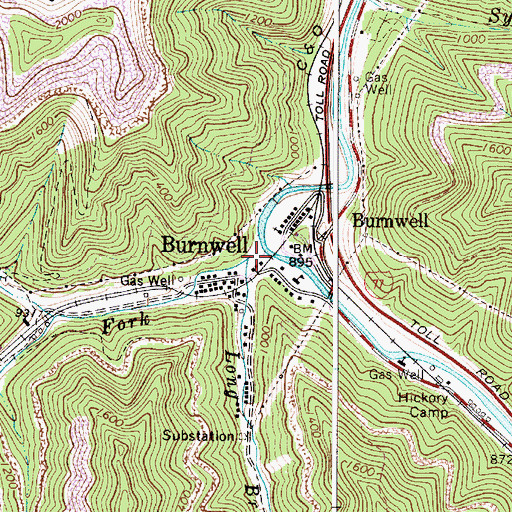 Topographic Map of Long Branch, WV