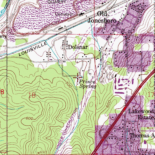 Topographic Map of Dolonah Baptist Church, AL