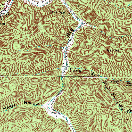 Topographic Map of Long Branch, WV