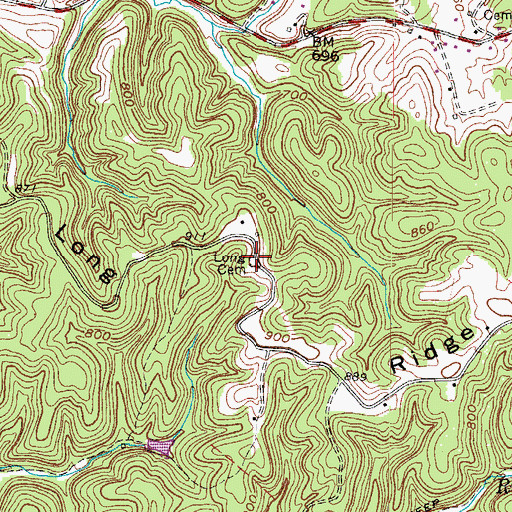Topographic Map of Long Cemetery, WV