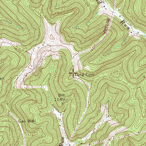 Topographic Map of Long Cemetery, WV