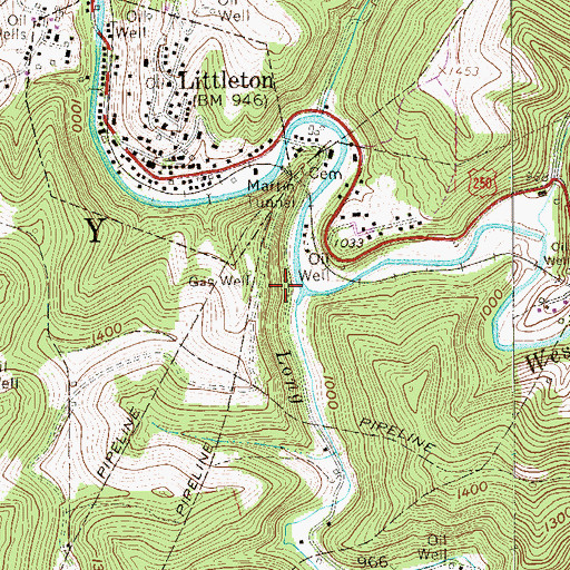 Topographic Map of Long Drain, WV