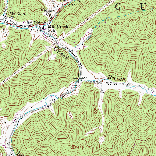 Topographic Map of Long Fork, WV