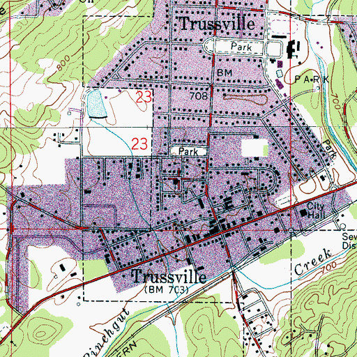 Topographic Map of First Baptist Church, AL