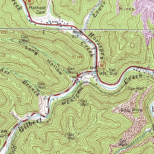 Topographic Map of Long Hollow, WV