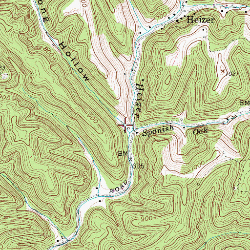 Topographic Map of Long Hollow, WV