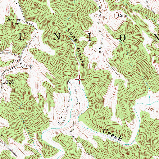 Topographic Map of Long Hollow, WV