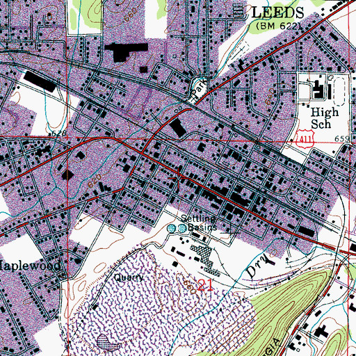 Topographic Map of First Methodist Church, AL