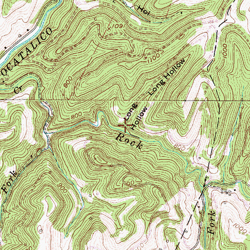 Topographic Map of Long Hollow, WV