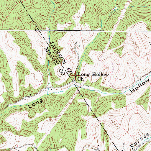 Topographic Map of Long Hollow Church, WV