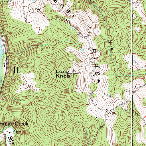 Topographic Map of Long Knob, WV
