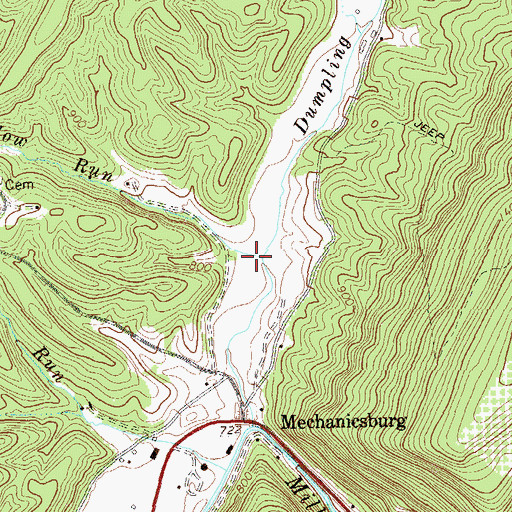 Topographic Map of Long Meadow Run, WV