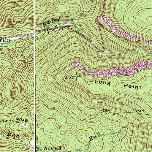 Topographic Map of Long Point, WV