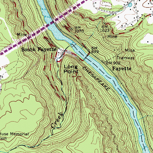 Topographic Map of Long Point, WV