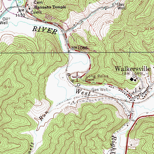 Topographic Map of Long Point Cemetery, WV