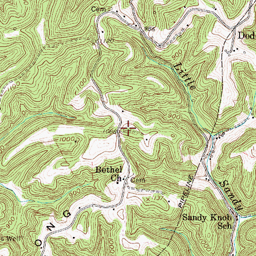 Topographic Map of Long Ridge, WV