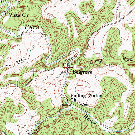 Topographic Map of Long Run, WV