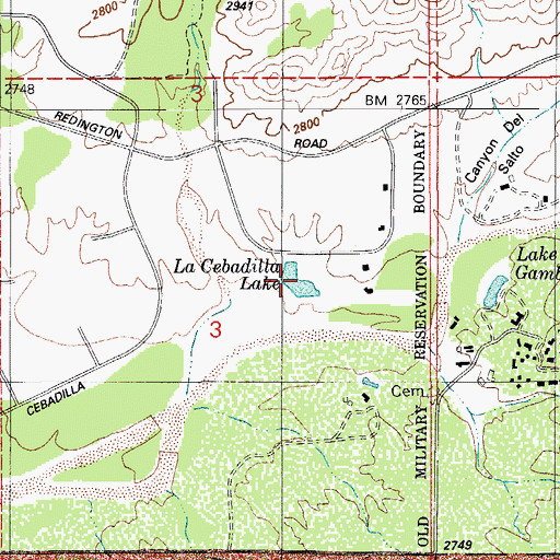 Topographic Map of La Cebadilla Lake, AZ