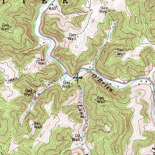 Topographic Map of Long Run, WV