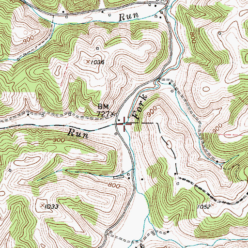 Topographic Map of Long Run, WV