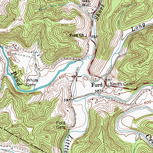 Topographic Map of Long Run, WV